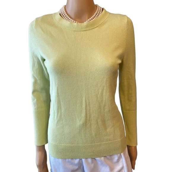 Banana Republic Silk Blend Lime Green Crewneck Sweater Women Size S Stretch - Picture 1 of 6
